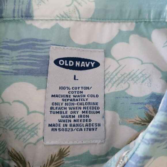 Old Navy Mens Multicolor Tropical Print Hawaiian Beach Button Up Shirt Size L - Picture 5 of 5